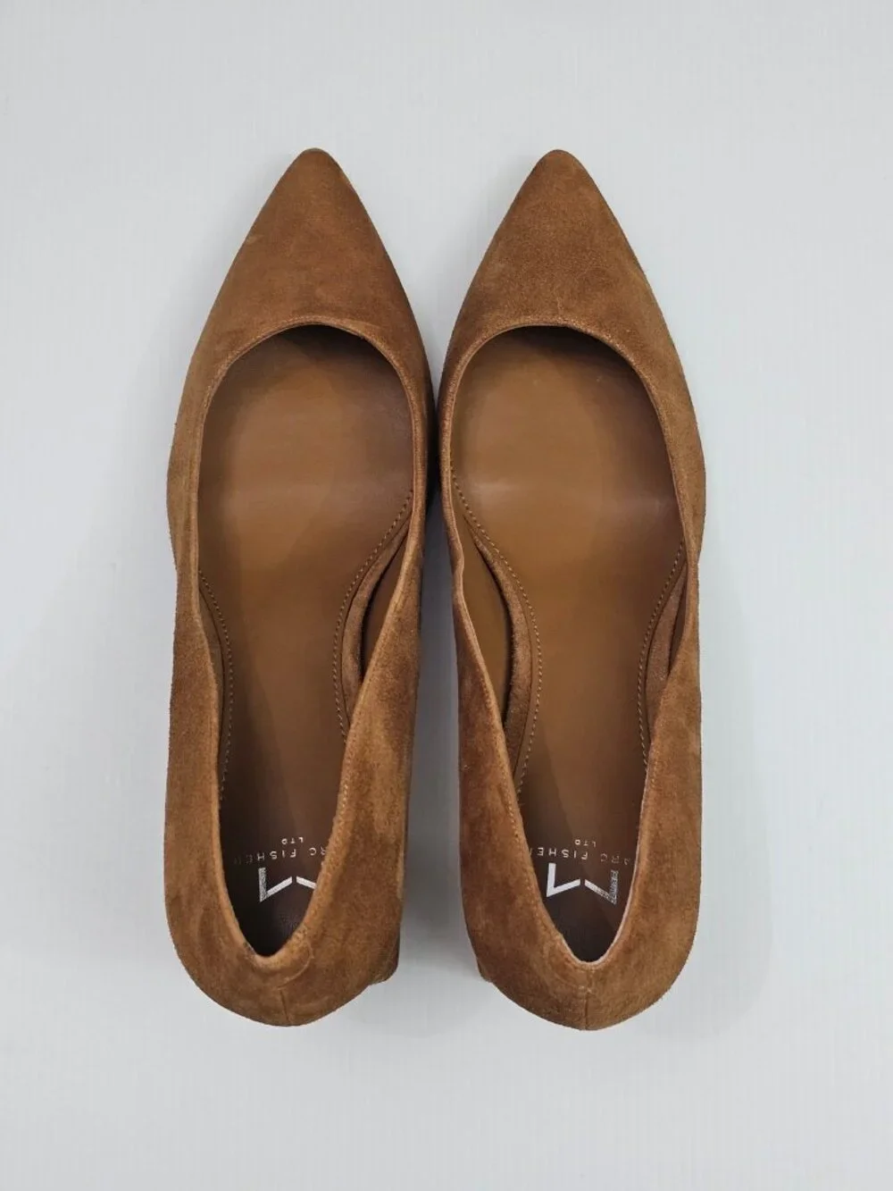 Marc Fisher LTD Yehudi Pointed Toe Pumps Womens 11 Natural Tan Suede Block Heel